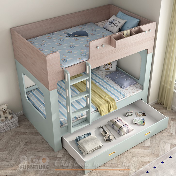 Giường tầng thiết kế kiểu hộp cho bé | AGO-KID-GT19