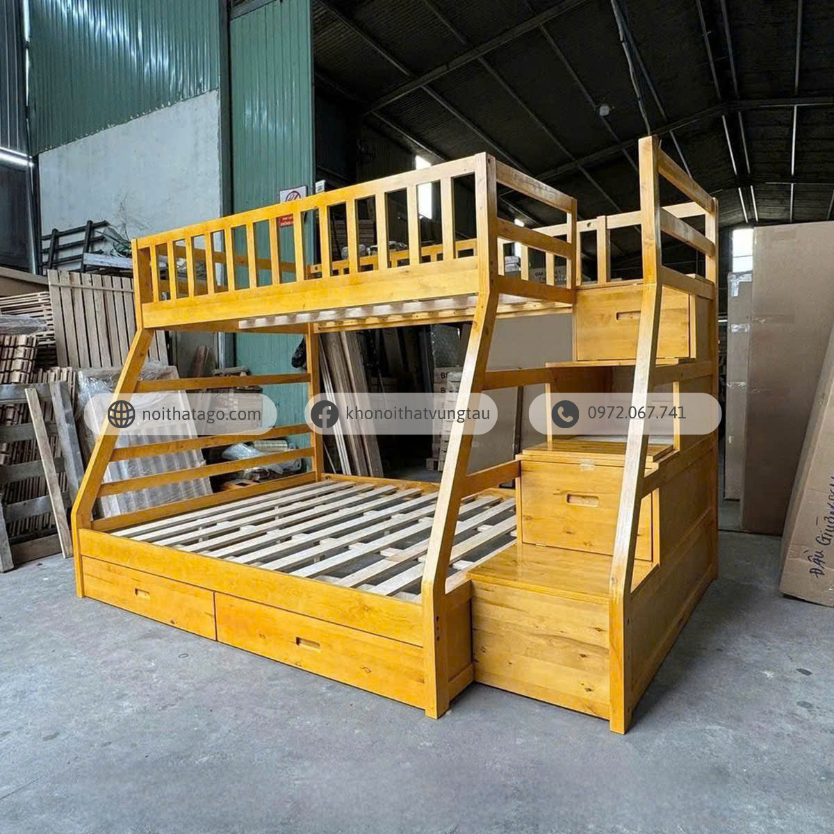 Giường tầng trẻ em có hộc kéo 1m2/1m6 x 1.93m xuất khẩu | AGO-199