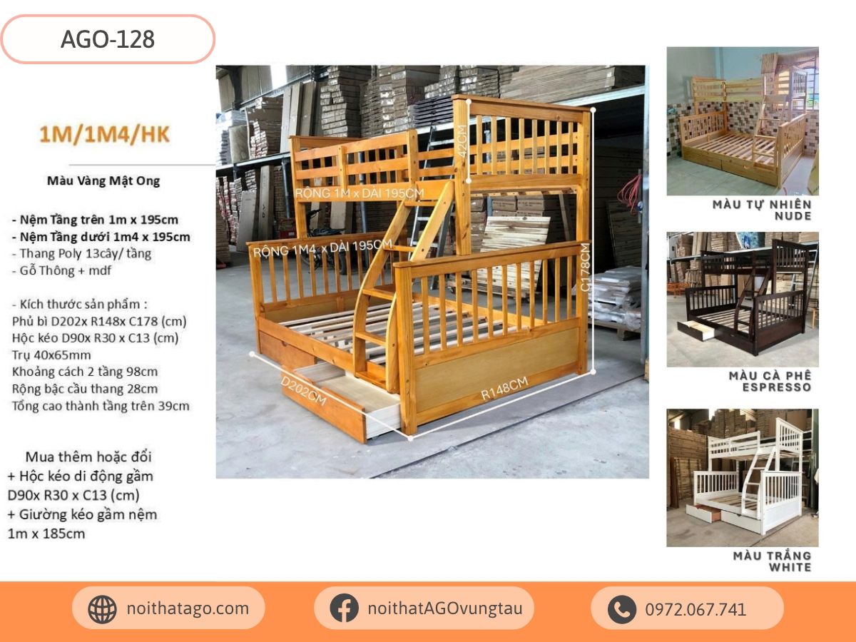 Giường tầng trẻ em xuất khẩu | AGO-128