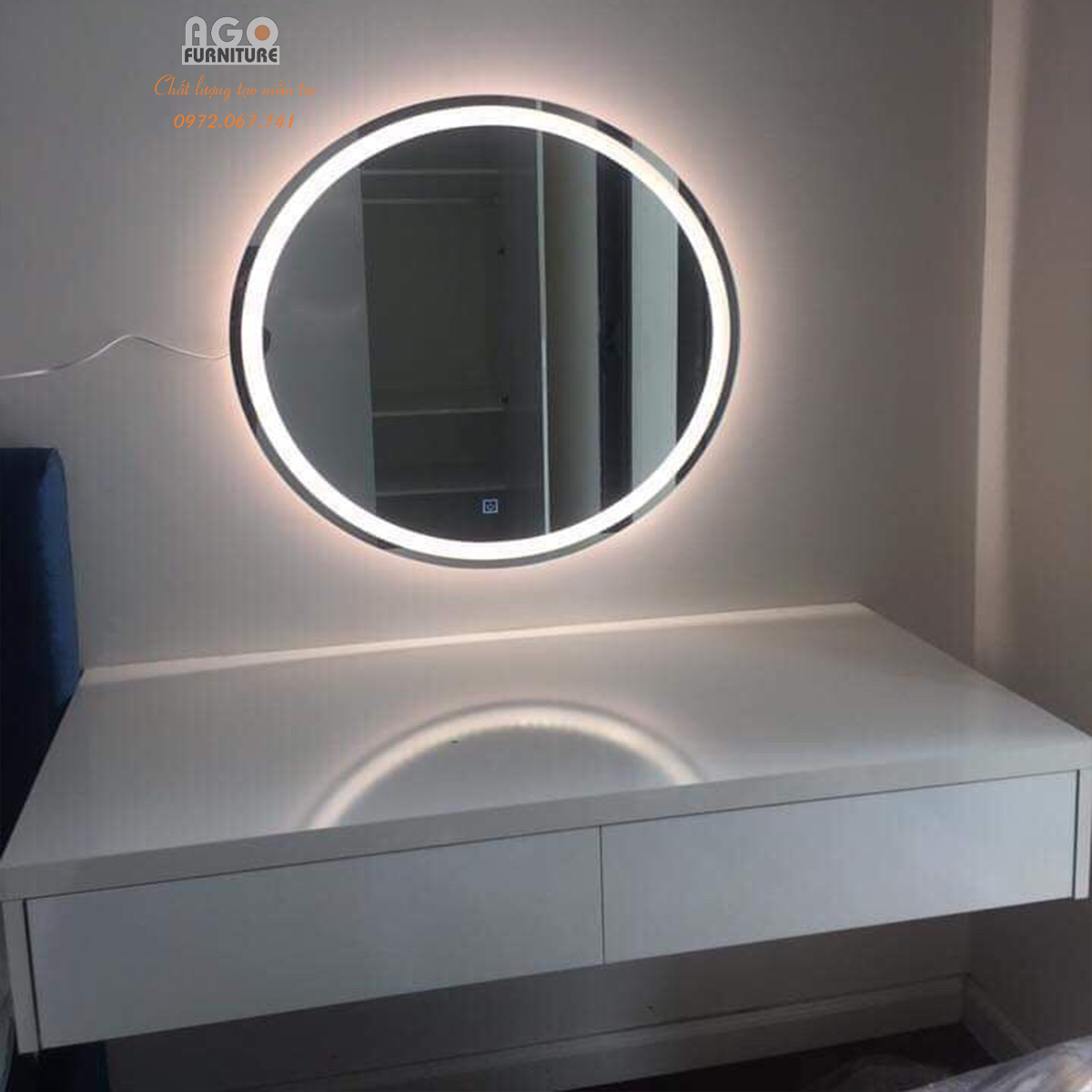 Gương tròn cảm ứng led cao cấp | AGTT-014