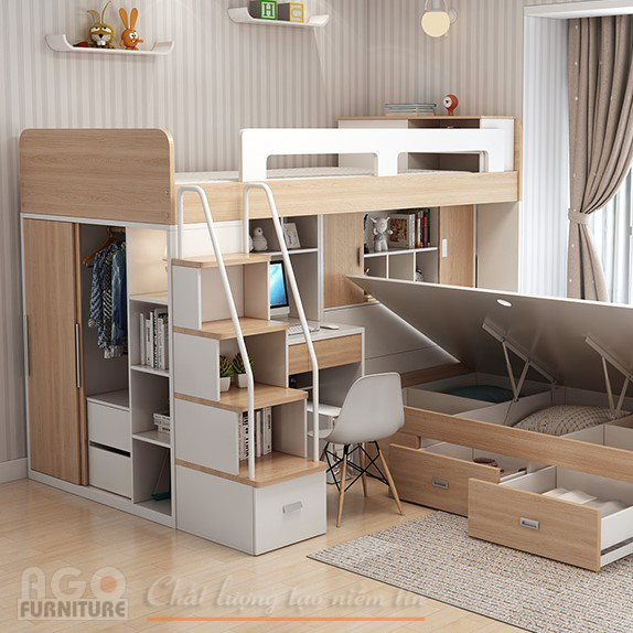Giường ngủ 2 tầng đa năng, trẻ trung và hiện đại | KID-GT-10