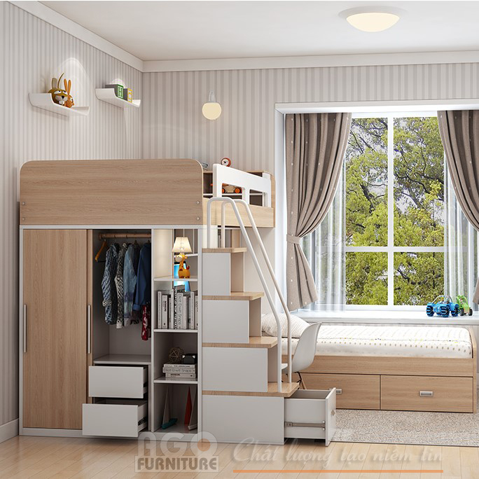 Giường ngủ 2 tầng đa năng, trẻ trung và hiện đại | KID-GT-10
