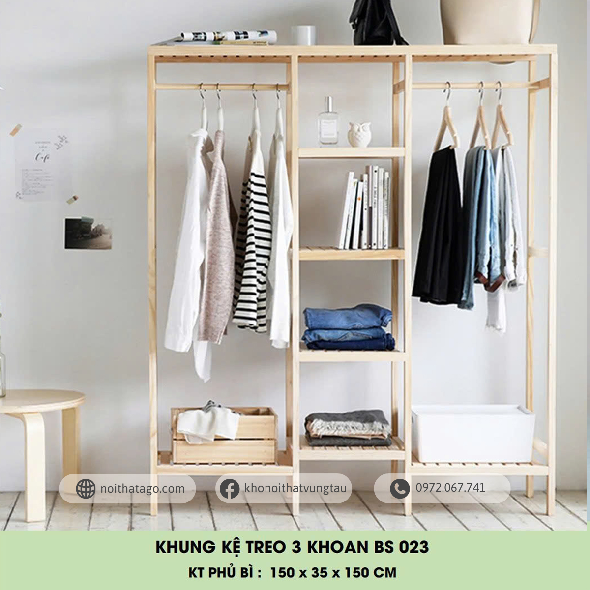 Khung kệ treo 3 khoan - BS023