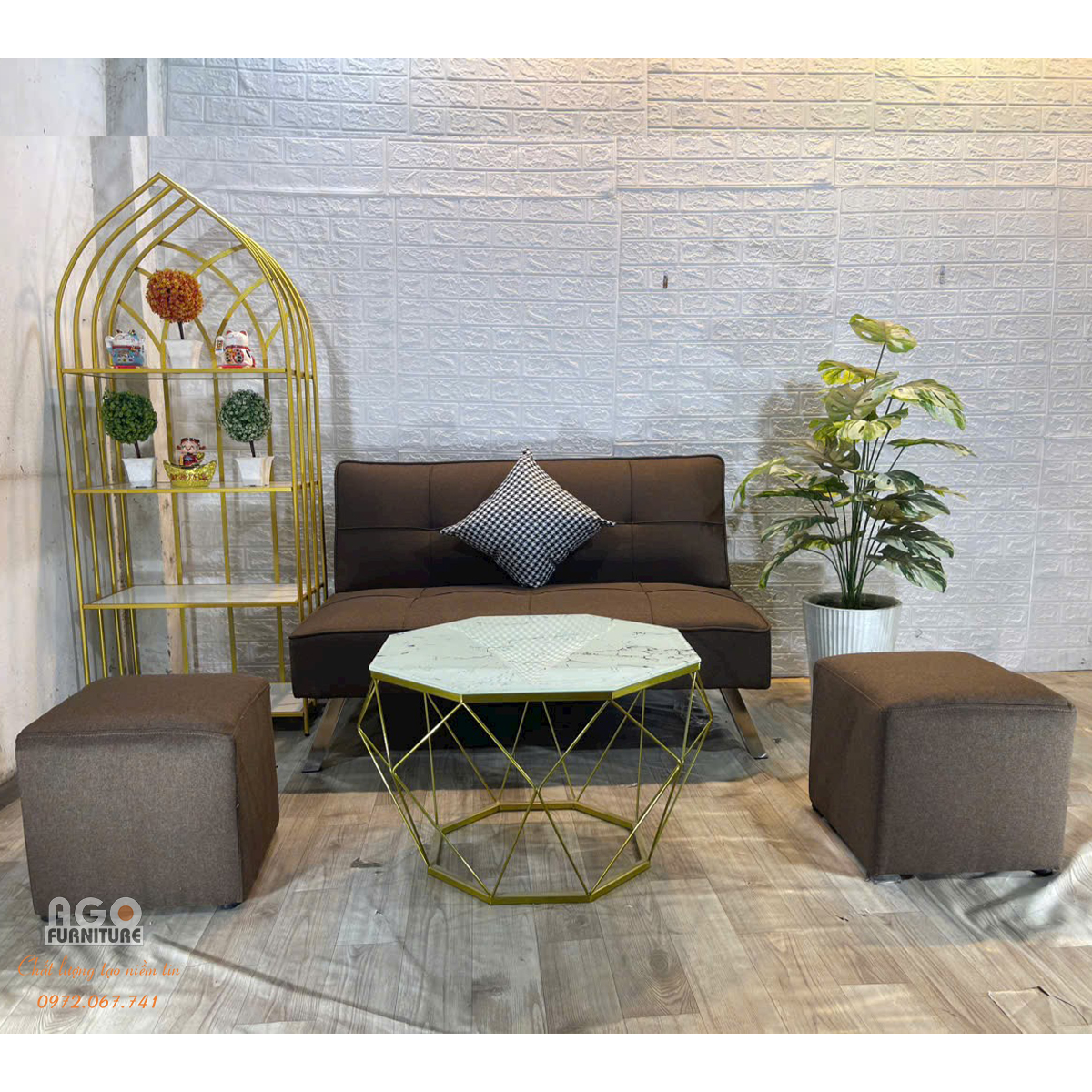 Sofa bed 120 kết hợp bàn trà kim cương