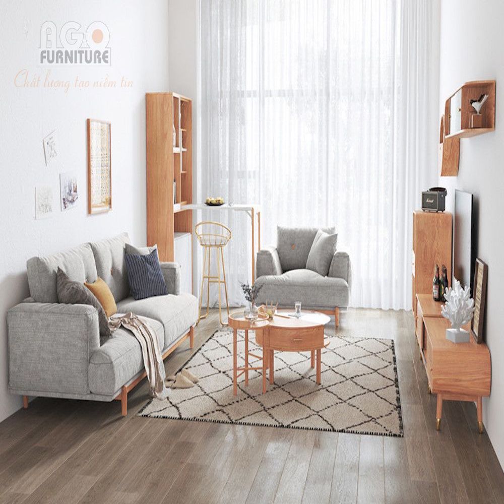 Sofa vải thô gỗ Bắc Âu hiện đại | SF-05