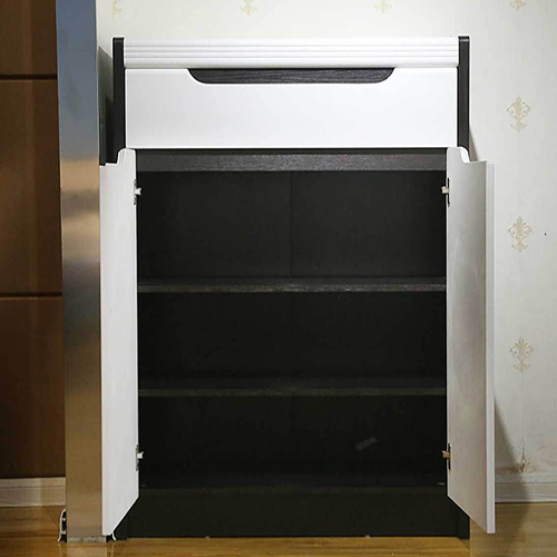 Tủ giày dép gỗ MDF màu trắng phối đen sang trọng và tinh tế