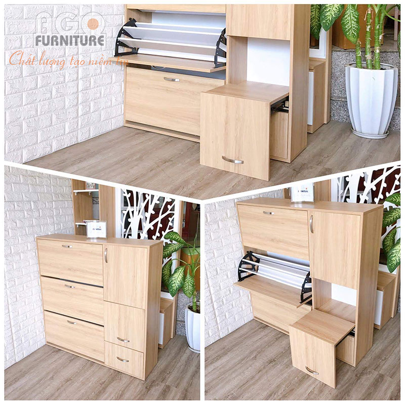Tủ giày thông minh cao cấp kết hợp ghế ngồi gấp gọn | MS TG-08